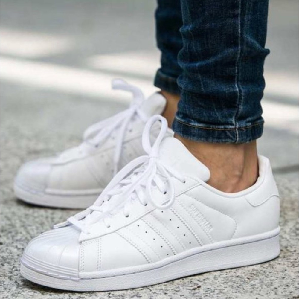 Adidas Superstar II White Leather Sneakers‎ JI0080 Shell Toe Men 9 W10 UNISEX